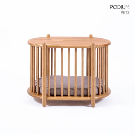 ที่นอนสัตว์เลี้ยง PODIUM PETS รุ่น LOCA OVAL POD ขนาด 65X45X47 ซม. สีไม้ธรรมชาติ_4